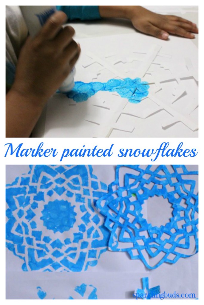 Winter Craft ideas : Simple Snowflakes painting – sparklingbuds