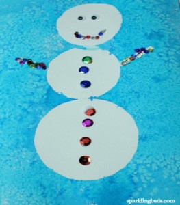 Simple snowman painting : Watercolor and Contact paper – sparklingbuds