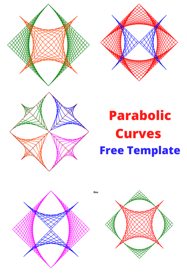 Parabolic Curve Art Template - Straight lines drawing ideas - sparklingbuds